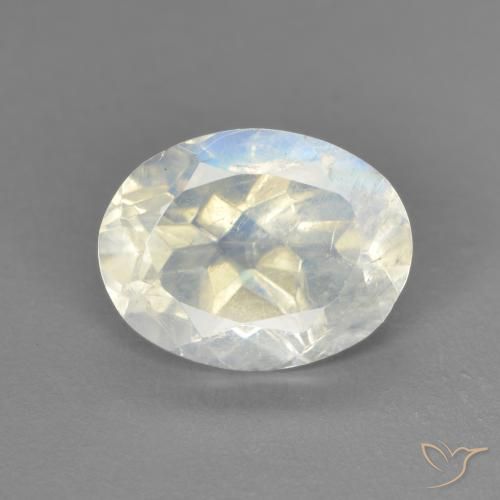 1.92ct Natural Branco azulado Pedra da Lua Arco-Íris, oval, Transparente