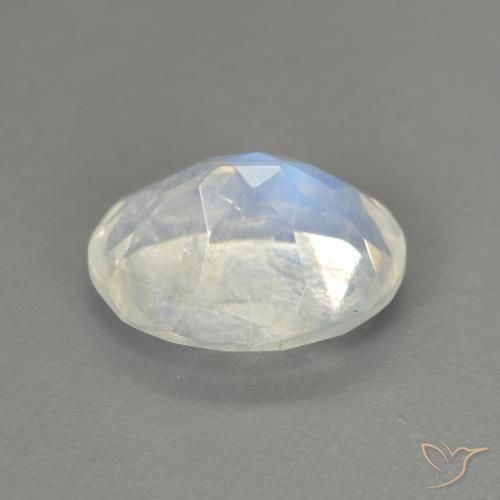 Pedra da Lua Arco-Íris Branco azulado Natural 1.92ct, oval, Transparente