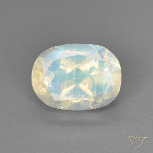 1.52ct Natural Branco azulado Pedra da Lua Arco-Íris, oval, Transparente