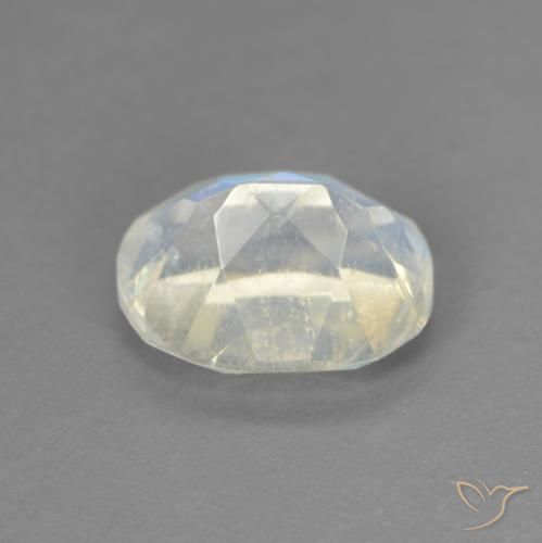 Pedra da Lua Arco-Íris Branco azulado Natural 1.52ct, oval, Transparente