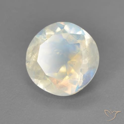 Pedra da Lua Arco-Íris Branco azulado Natural 1.71ct, Redondo, Transparente