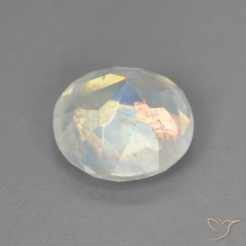 Pedra da Lua Arco-Íris Branco azulado Natural 1.71ct, Redondo, Transparente
