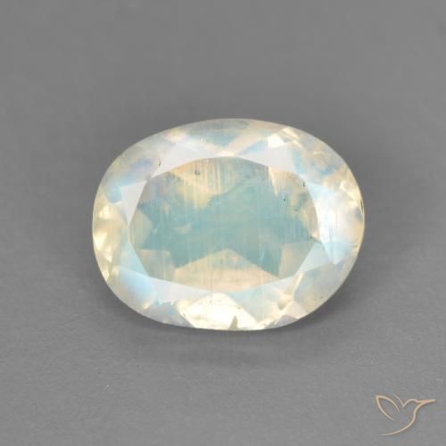 1.64ct Natural Branco azulado Pedra da Lua Arco-Íris, oval, Transparente