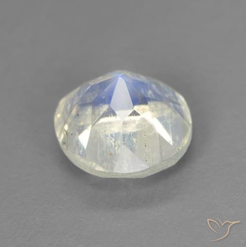 Pedra da Lua Arco-Íris Branco azulado Natural 1.39ct, Redondo, Transparente