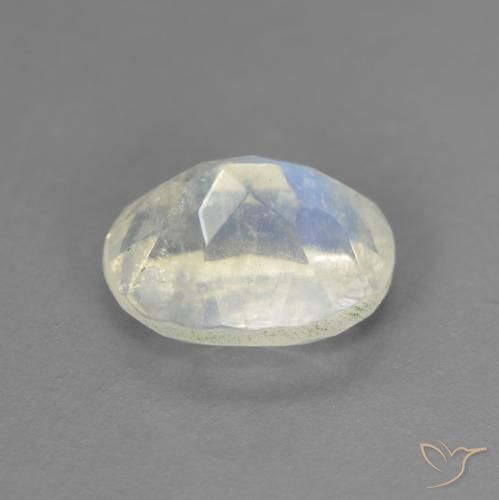Pedra da Lua Arco-Íris Branco azulado Natural 1.52ct, oval, Transparente