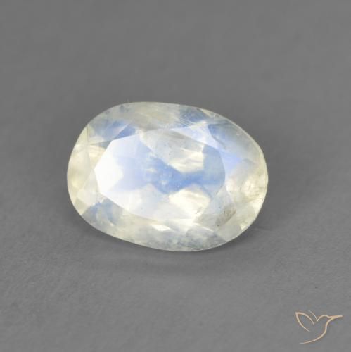1.22ct Natural Branco azulado Pedra da Lua Arco-Íris, oval, Transparente