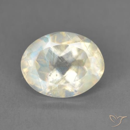 1.91ct Natural Branco azulado Pedra da Lua Arco-Íris, oval, Transparente