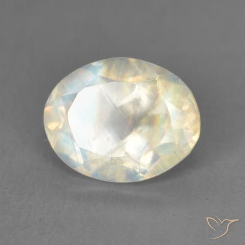 Pedra da Lua Arco-Íris Branco azulado Natural 1.91ct, oval, Transparente