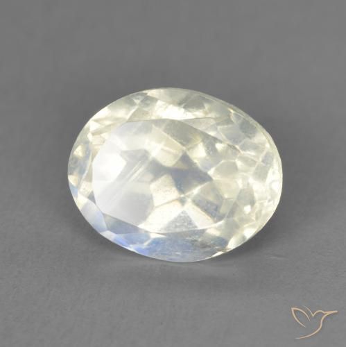 Pedra da Lua Arco-Íris Branco azulado Natural 1.90ct, oval, Transparente