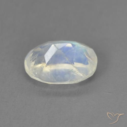 Pedra da Lua Arco-Íris Branco azulado Natural 1.38ct, oval, Transparente