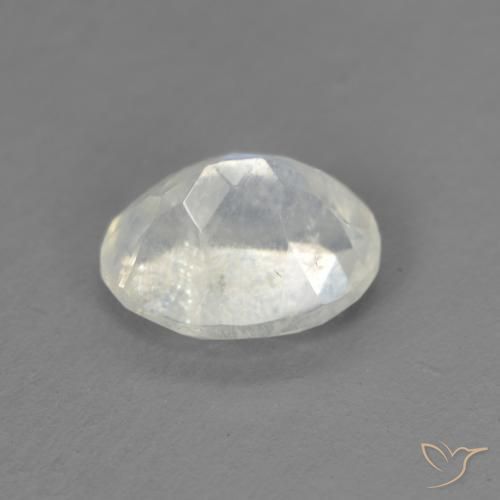 Pedra da Lua Arco-Íris Branco azulado Natural 1.30ct, oval, Transparente