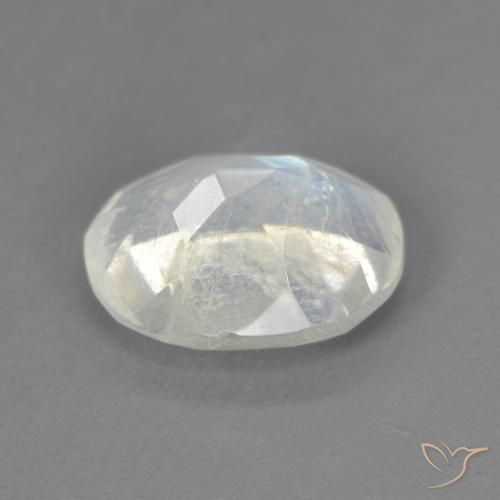 Pedra da Lua Arco-Íris Branco azulado Natural 1.85ct, oval, Transparente