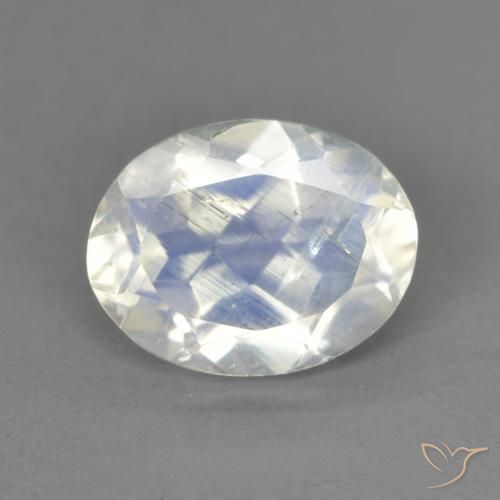 1.84ct Natural Branco azulado Pedra da Lua Arco-Íris, oval, Transparente