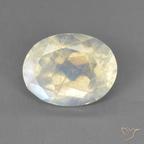1.94ct Natural Branco azulado Pedra da Lua Arco-Íris, oval, Transparente