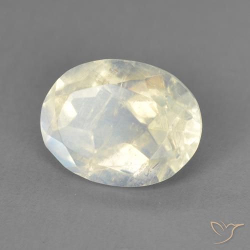 Pedra da Lua Arco-Íris Branco azulado Natural 1.94ct, oval, Transparente