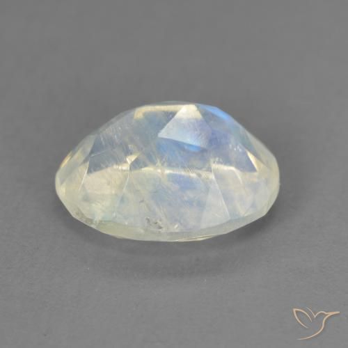 Pedra da Lua Arco-Íris Branco azulado Natural 1.94ct, oval, Transparente