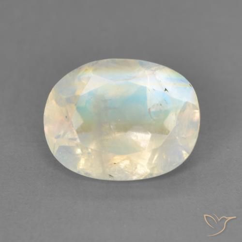 1.82ct Natural Branco azulado Pedra da Lua Arco-Íris, oval, Transparente