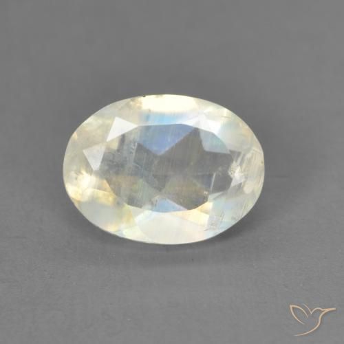 1.21ct Natural Branco azulado Pedra da Lua Arco-Íris, oval, Transparente