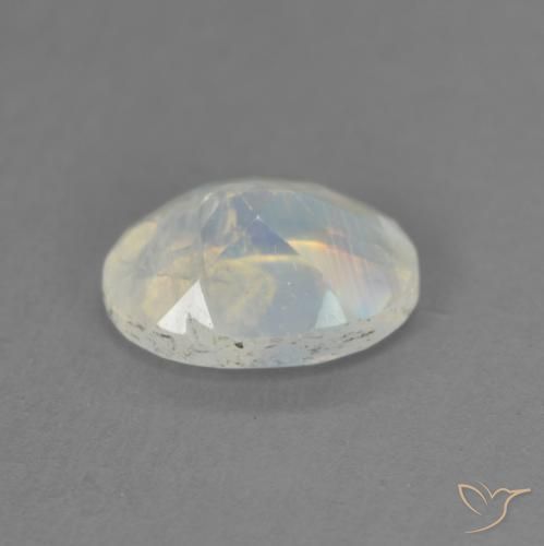 Pedra da Lua Arco-Íris Branco azulado Natural 1.21ct, oval, Transparente