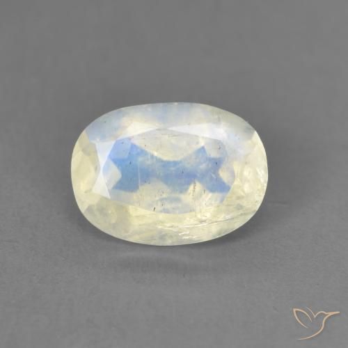 1.25ct Natural Branco azulado Pedra da Lua Arco-Íris, oval, Transparente
