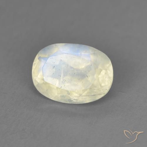 Pedra da Lua Arco-Íris Branco azulado Natural 1.25ct, oval, Transparente