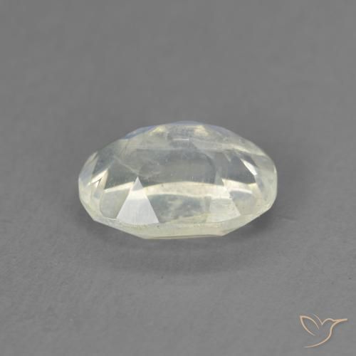 Pedra da Lua Arco-Íris Branco azulado Natural 1.25ct, oval, Transparente