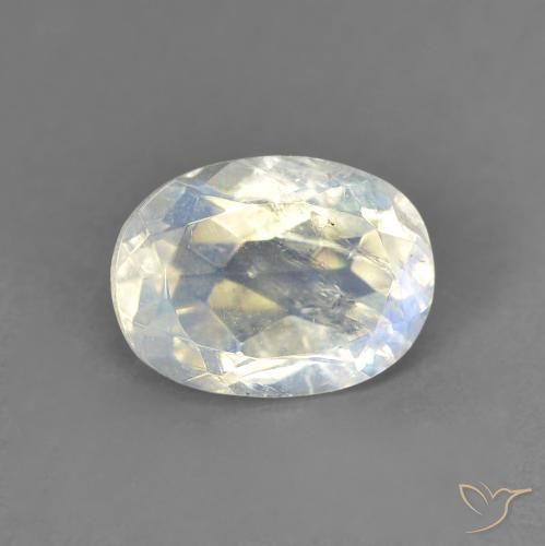 Pedra da Lua Arco-Íris Branco azulado Natural 1.33ct, oval, Transparente