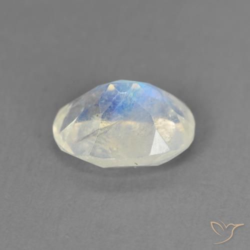 Pedra da Lua Arco-Íris Branco azulado Natural 1.28ct, oval, Transparente