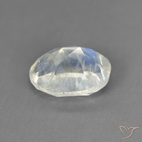Pedra da Lua Arco-Íris Branco azulado Natural 1.44ct, oval, Transparente
