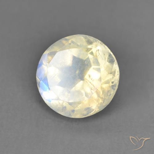 Pedra da Lua Arco-Íris Branco azulado Natural 1.41ct, Redondo, Transparente
