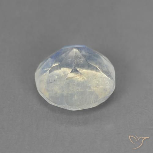 Pedra da Lua Arco-Íris Branco azulado Natural 1.41ct, Redondo, Transparente