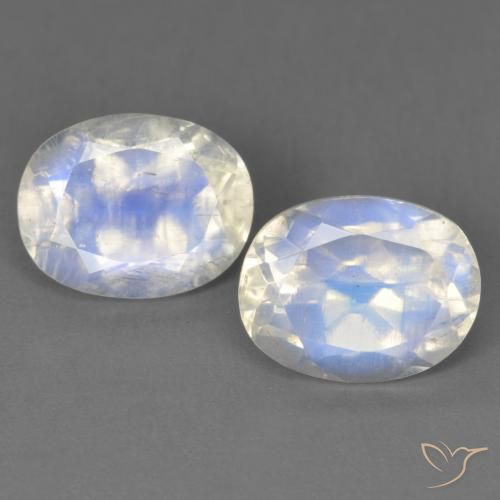3.87ctw Natural Branco azulado Pedra da Lua Arco-Íris, oval, Transparente
