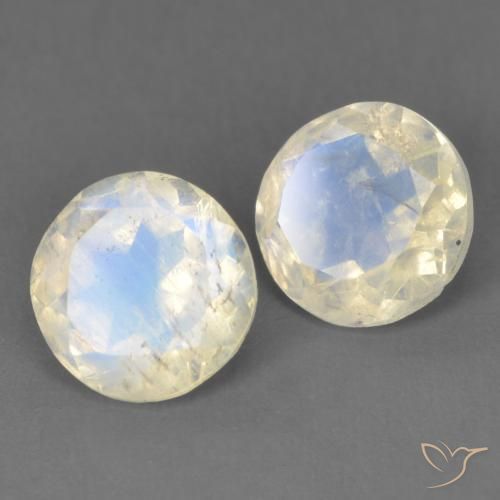 Pedras preciosas de Pedra da Lua Arco-Íris Branco azulado natural de 2.53 ct, Redondo, Transparente