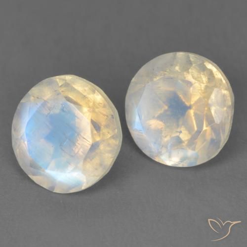 Pedras preciosas de Pedra da Lua Arco-Íris Branco azulado natural de 3.03 ct, Redondo, Transparente