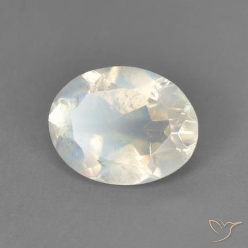 Pedra da Lua Arco-Íris Branco azulado Natural 1.75ct, oval, Transparente
