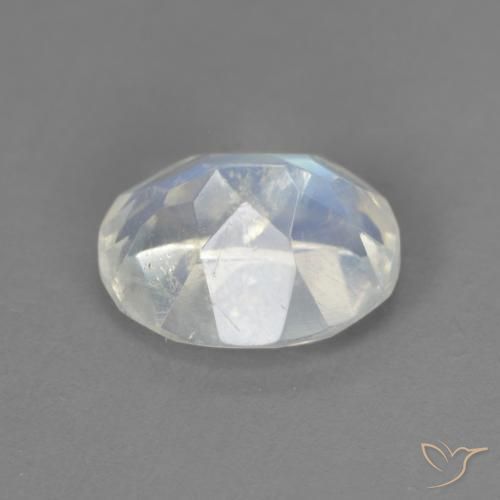 Pedra da Lua Arco-Íris Branco azulado Natural 2.13ct, oval, Transparente