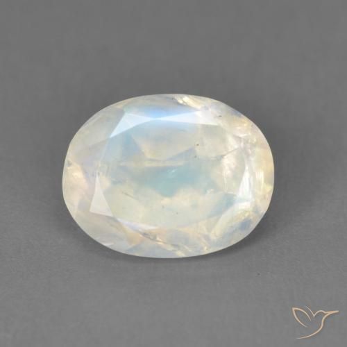 1.91ct Natural Branco azulado Pedra da Lua Arco-Íris, oval, Transparente