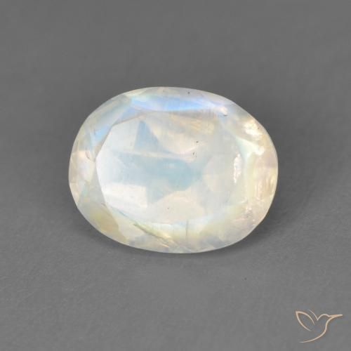 Pedra da Lua Arco-Íris Branco azulado Natural 1.91ct, oval, Transparente