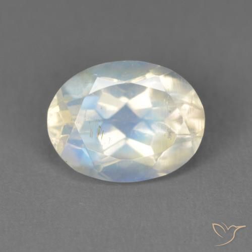 2.05ct Natural Branco azulado Pedra da Lua Arco-Íris, oval, Transparente