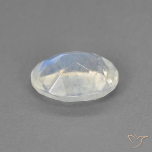 Pedra da Lua Arco-Íris Branco azulado Natural 1.60ct, oval, Transparente