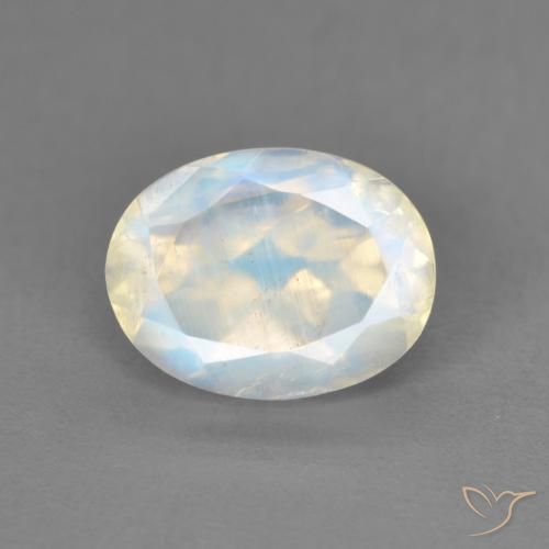 2.00ct Natural Branco azulado Pedra da Lua Arco-Íris, oval, Transparente