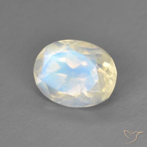 Pedra da Lua Arco-Íris Branco azulado Natural 2.00ct, oval, Transparente