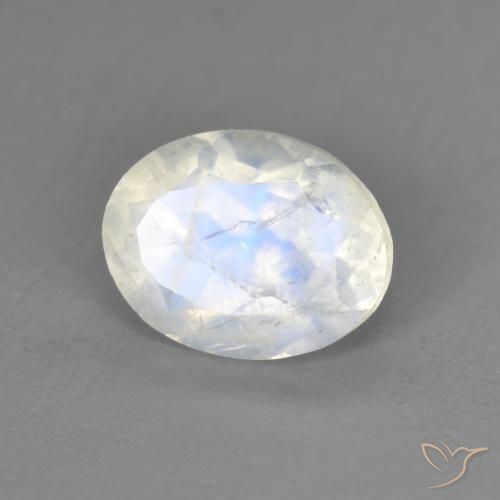1.94ct Natural Branco azulado Pedra da Lua Arco-Íris, oval, Transparente