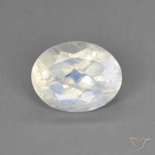 Pedra da Lua Arco-Íris Branco azulado Natural 1.94ct, oval, Transparente