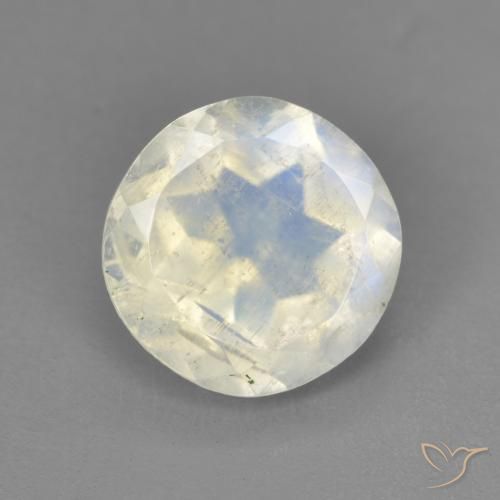 Pedra da Lua Arco-Íris Branco azulado Natural 2.38ct, Redondo, Transparente