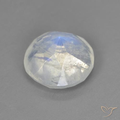 Pedra da Lua Arco-Íris Branco azulado Natural 2.38ct, Redondo, Transparente