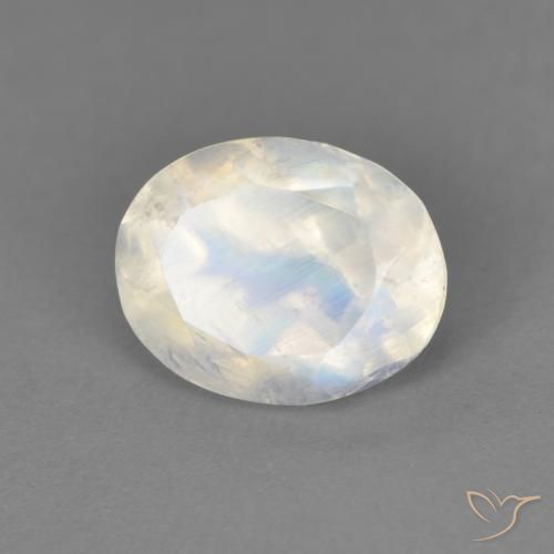 1.90ct Natural Branco azulado Pedra da Lua Arco-Íris, oval, Transparente