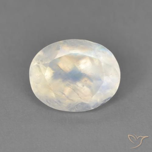 Pedra da Lua Arco-Íris Branco azulado Natural 1.90ct, oval, Transparente