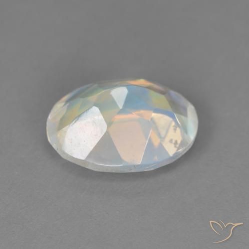 Pedra da Lua Arco-Íris Branco azulado Natural 1.67ct, oval, Transparente