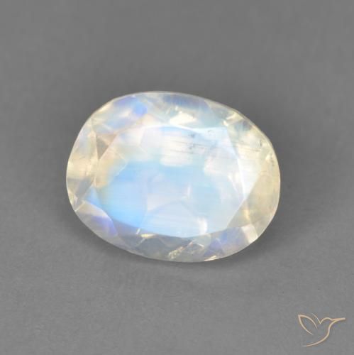 Pedra da Lua Arco-Íris Branco azulado Natural 2.10ct, oval, Transparente